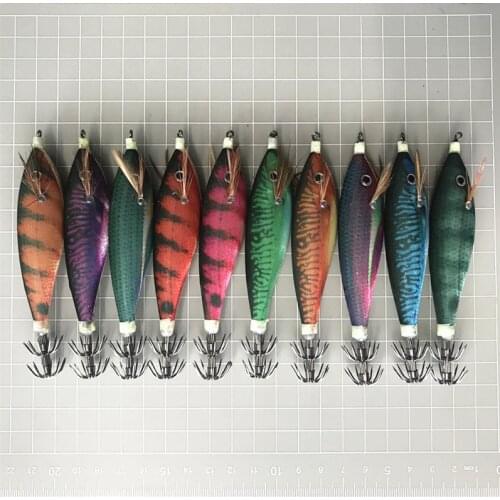 20Pcs/lot New Shrimp Fishing Lures Squid Jig Hooks Wood Shrimp Artificial Bait Glow Bait Strong Fishing Hook