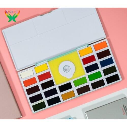 24 color Superior solid watercolor painting design transparent solid watercolor pigment beginners students art supplies portable