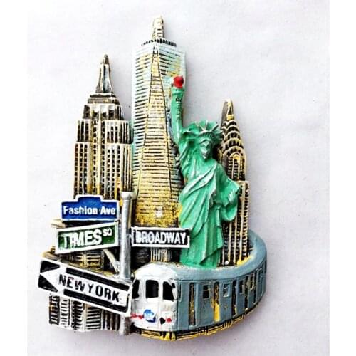 Handmade Painted American New York landmark 3D Resin Fridge Magnets Tourism Souvenirs Refrigerator Magnetic Stickers Gift