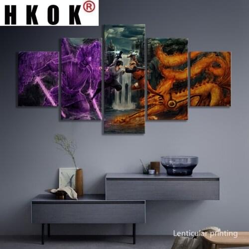 HKOK 5 Pieces Nrut Saske Anime Posters Wall Art Decor Comic Character Picture Decorative Painting for Wall Printing Canvas decor