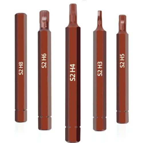 8mm Shank Impact Screwdriver Bit S2 Alloy Steel H3 H4 H5 H6 H8 Hexagon Hex Screwdriver With Strong Magnetic 80mm length