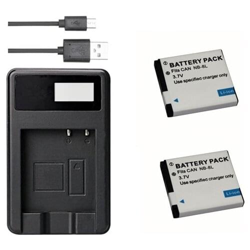 NB-8L, NB8L Battery+ USB Charger for Canon PowerShot A2200, A3000 IS, A3100 IS, A3200 IS, A3300 IS