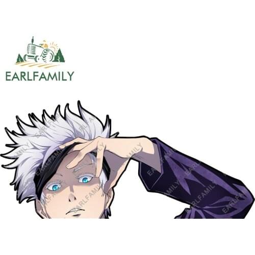 EARLFAMILY 13cm x 6cm For Jujutsu Kaisen Gojo Satoru Peek Car Assessoires Stickers Caravan Decal Car Refrigerators Sticker RV