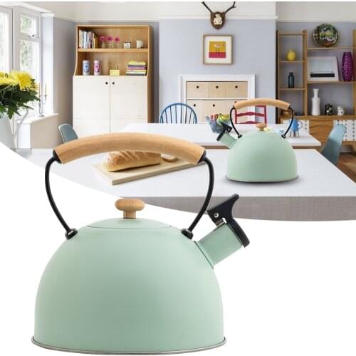 Stainless Steel Teapot Boiling Water Making Coffee with Wooden Handle Suit for Gas Stove/Induction Cooker/Electric Ceramic Stove