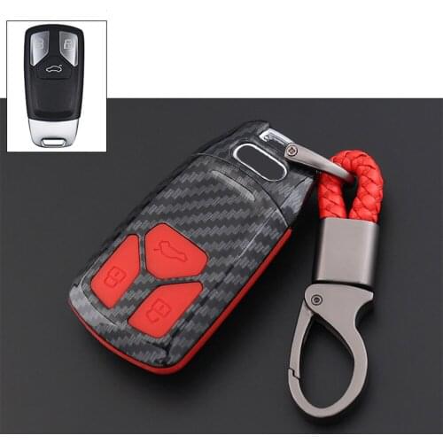 ABS Silicone Key Cover Case for Audi Q3 Q5 Sline A3 A5 A6 C5 A4 B6 B7 B8 TT A4L A6L Auto Accessories Case Shell with Keychain