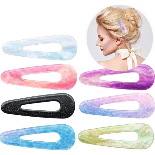 Girls Cute Colorful Hairpin with Glitter DIY Sew Acetic Acid Acrylic Valentines Jewelry Accessories Flower Pattern Clip10Yc18722