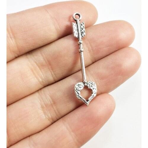 Eruifa 10pcs 30mm long Tiny Arrow Zinc alloy Jewelry DIY Charms Necklace Earrings Pendant 2 Colors