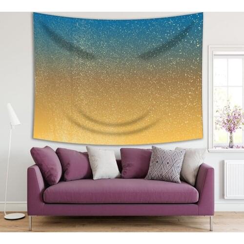 Tapestry Stars Summer Night Sky Fantasy Romantic Modern Decoration Yellow Mustard Navy Blue Art Print