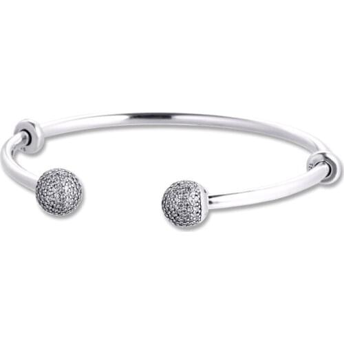 GPY Bangles for Women Clear Pave Open Bracelet Accesorios Mujer Joyas De Plata 925 Sterling Silver Jewelry Lover Gift