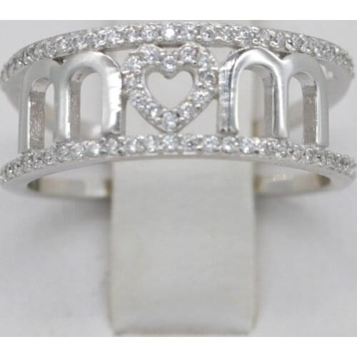 Exquisite MOM Love Zircon Ring Circlet Rings Charms Mother Days Gift MOM Festival Present size 6-10