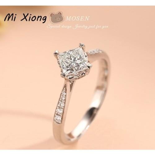 Mi Xiong s925 sterling silver crown crystal carat diamond ring luxury shine aristocratic charm ladies engagement brand jewelry