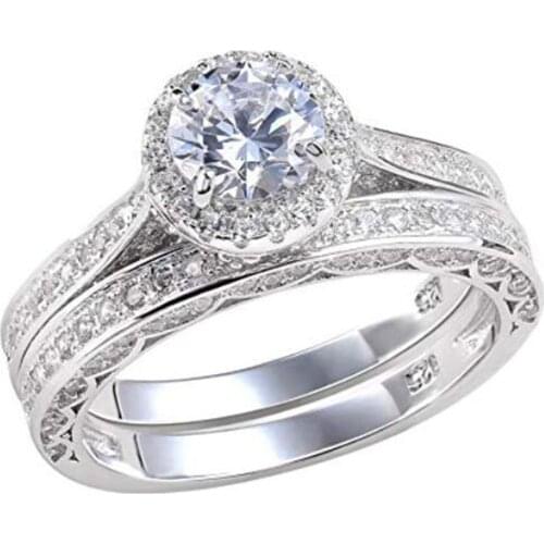 New Silver Color Ring Sets Exquisite Bijoux Fashion Square Wedding & Engagement Ring Set Made With Luxury Cubic Zirconia Jewelry