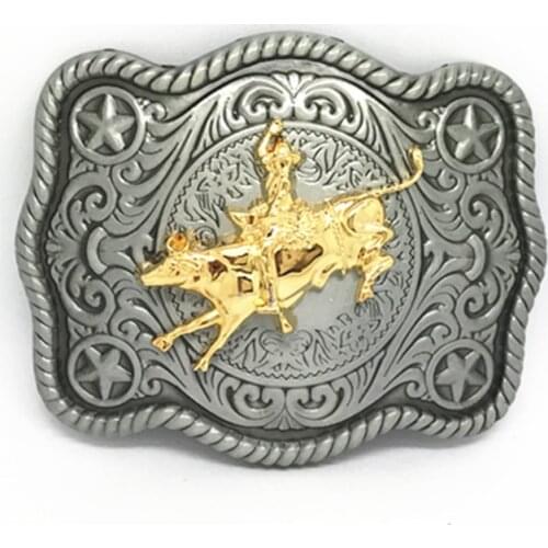 Western cowboy zinc alloy Livin'the Dream Bull Rider attitude buckle