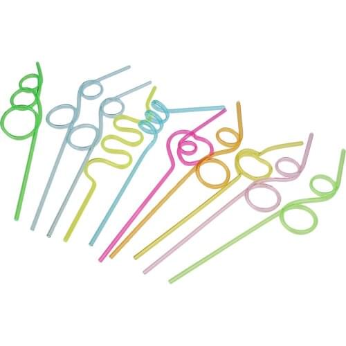 MagiDeal Pieces of 10 Mixed Colors Plastic Curly Wiggle Straws Drinking Straws Kids Party Bag Fillers Holiday DIY Decorations