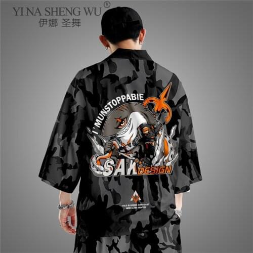 Fashion Kimono Haori Yukata Japanese Kimono Men Cardigan Cosplay Soft Top Japan Asian Clothes Kimono Shirt Traditional Clothing