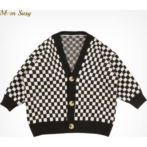 Fashion Baby Boy Girl Sweater Cardigan Plaid Infant Toddle Cotton Sweater Coat Soft Warm Kids Outwear Clothes Spring Autumn 1-5Y