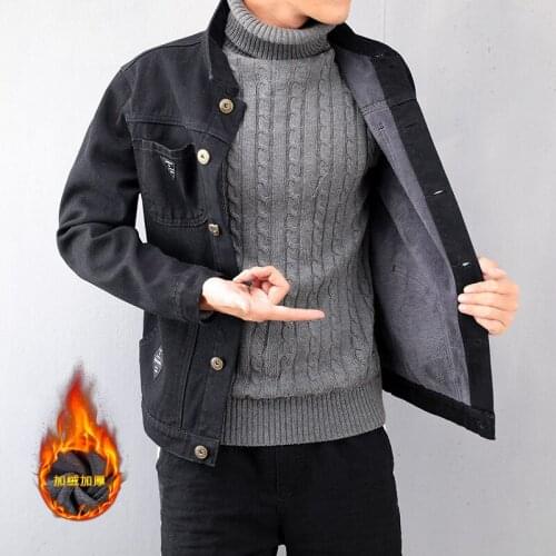 Mans vintage velvet warm patchwork cotton denim jackets male loose oversized hip hop swag bomber pilot jacket coat windbreaker