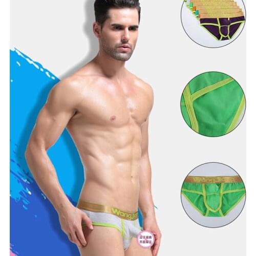 WJ Mens Underwear Cotton Elephant Nose Low Waist U Convex Design Sexy Briefs