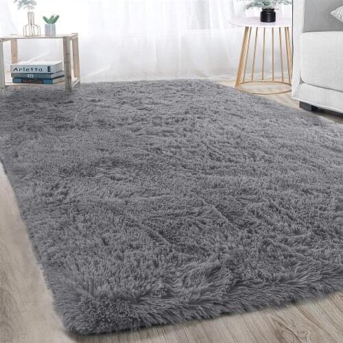 Soft Indoor Fluffy Shag Fur Area Rug Living Room Carpet Shag Furry Rug Rectangle Fluffy Bedside Rug Modern Plush Nursery Carpet