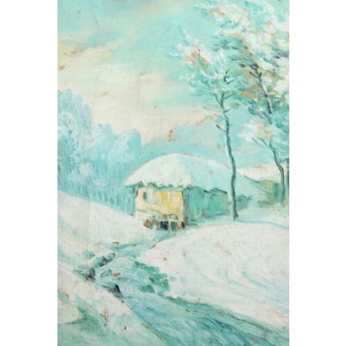 Mouse over image to zoom Details about WINTER LANDSCAPE VINTAGE GOUACHE PAINTING