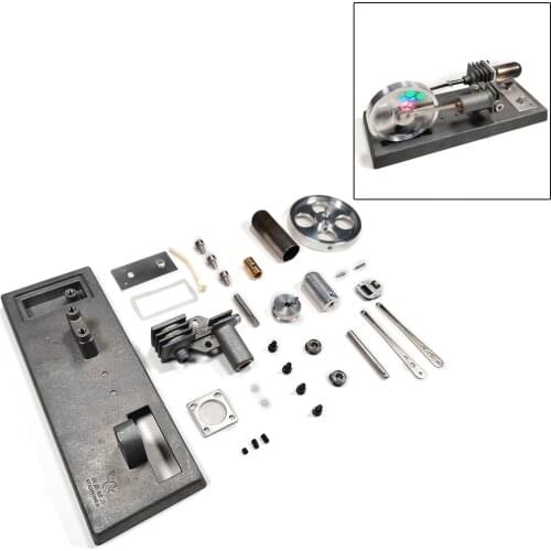 Custom γ-Type DIY Stirling Engine Kit Model Building Kits Toy with Luminous Flywheel