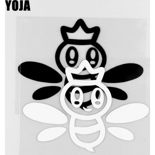 YOJA 13.3×9.7CM Cartoon Animals Lovely Vinyl Queen Bee Pattern Car Stickers Decal Black/Silver 19C-0198