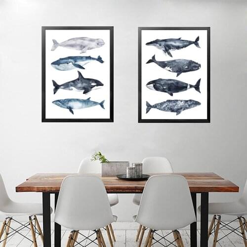 Sharks Wall Art Canvas Painting Animal Poster Print Nordic Decorative Picture for Living Room Home Decoration Unframed