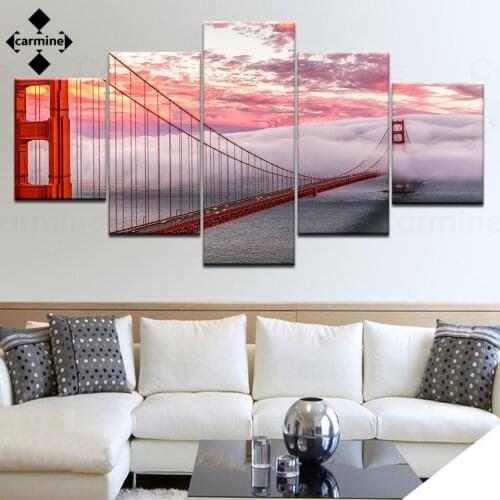 Golden Gate Bridge Wall Art Printing Pictures American Masterpiece Bridge Poster and Painting On Canvas Hd Print Frameless Decor