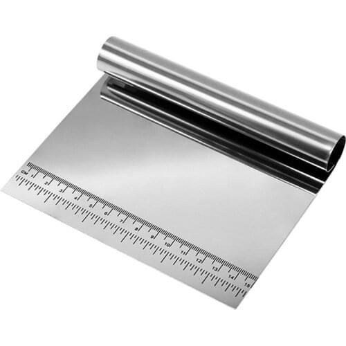 Stainless Steel Bowl Scraper Chopper Kitchen Food Scraper Icing Smoother Blade with Measuring Scale for Dough Cake Pizza JS22