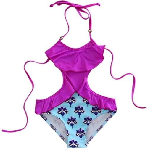 New Girls swimsuit Summer Girls One Piece Tied Bikini Lovely Child Swimsuit Beachwear Backless Kids Girls Swimwear Bathing Suits