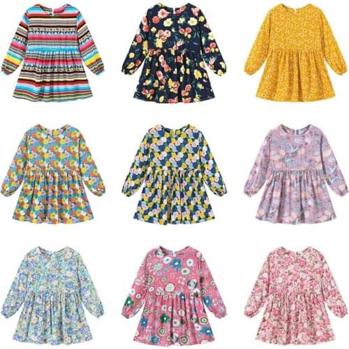 Girls Dress Autumn Cotton Comfortable Childrens Dress 2021 Spring Dress Floral Girls' Long Sleeve Dress for Children Christmas