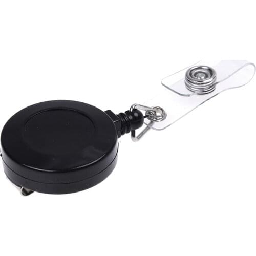 Recoil Retractable Yo Yo Key Ring PULL CHAIN Belt Clip ID CARD Holder Ski Pass - Black