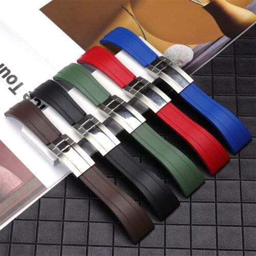 High-quality Genuine Soft Leather Curved End Watchband For Rolex strap For Daytona Submariner GMT Watch Band Series Slider Buckl