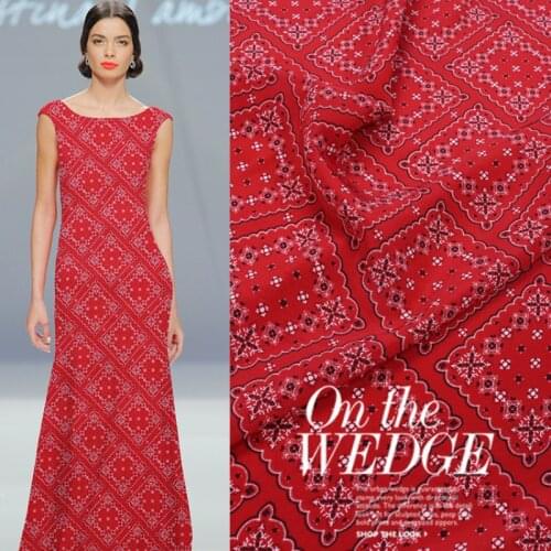 Geometric Pattern Digital Printed Crepe De Chine Silk Fabric Summer Skin-friendly Clothing Diy Dress Top Fabrics for Sewing