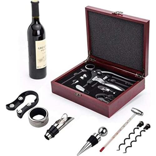 Classy Gift Wine Opener 9-Piece Set Bottle Opener Kit with Stainless Steel Corkscrew Stopper Foil Cutter Drip Ring Kitchen Tools