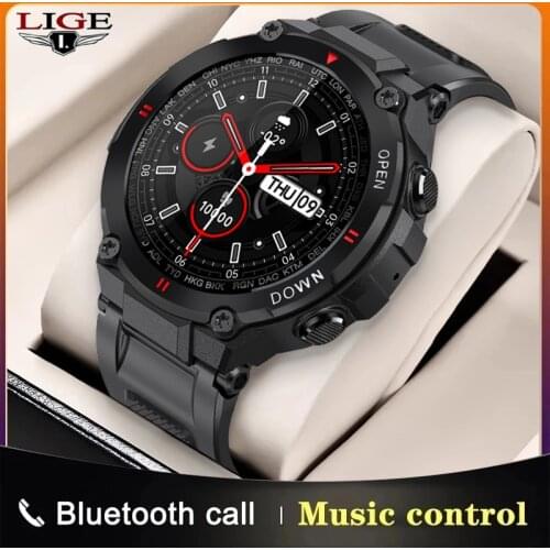 LIGE Smart Watch Men Sport Fitness Tracker Bluetooth Call Music Control Men Smart Watch Smartwatch 400mah Large Capacity Battery