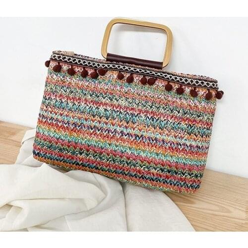 Women Straw Bags Rattan Woven Beach Shoulder Bags Ladies Crossbody Bag Handbag Female Bohemian Handbag