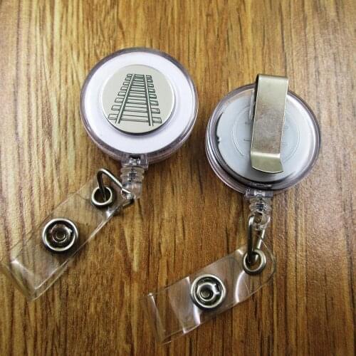 Railroad ID Badge Reel gift for him/her friend family retractable recoil id badge holder work fun