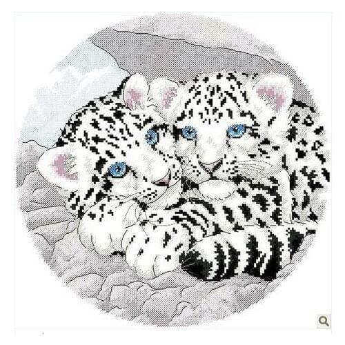 Embroidery Package Topgrade Cross Stitch Kits Two Small Lovely Leopard Animal Free Shipping
