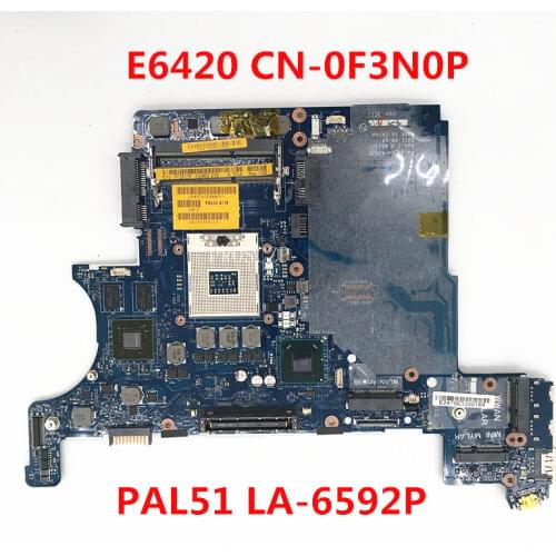 Free shipping For Latitude E6420 Laptop motherboard CN-0F3N0P 0F3N0P F3N0P PAL51 LA-6592P 100% working well