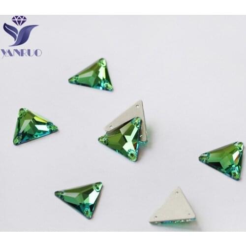 YANRUO 3270-Triangle Peridot Glass Stones And Crystals Sew On Green Rhinestones Sewing Strass Decoration Dress
