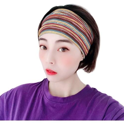 Stripe Printed Women Headband Elastic Fashion Sport Ladies Head Wrap Casual Internet Celebrity Ins Vintage Female Hair Bandana