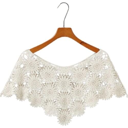 Women Knit Hollow Out Shawl Wrap Wedding Bridal Bolero Flapper Cover Up Crochet Sunflower Lace Scarf Shrug Cape Poncho
