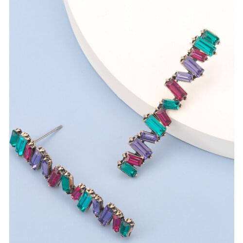 Pauli Manfi 2020 Fashion Creative Metal Rhinestone Wave Earrings Womens Popular Party Jewelry Accessories Earrings for Women