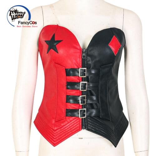 2021 Anime Harley Cosplay Costume Quinn Corset Costume Harleen Cosplay Quinzel Monster Bustier Halloween Costumes for Women
