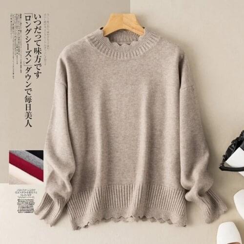 Large size casual pullover sweater women black 2021 spring and autumn new Korean fashion half high neck knitted bottoming shirt