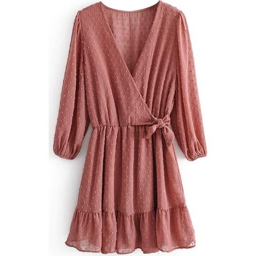 Mini Beach Dress Three Quarter Sleeve Ladies Party Dresses Vestido 2021 Summer Women Ruffles Lace Chiffon Dress Boho