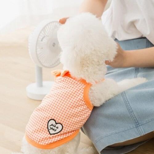 Pet Vest Plaid Shirt with Lovely Bowtie Dog T-Shirt Clothes for Puppy Cats Spring Summer Breathable Vest Costume