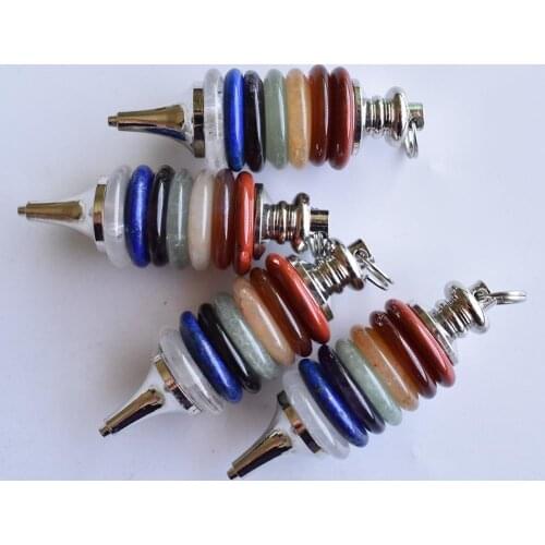 2020 Hot Sale Natural Stone Pendulum Pendant Wheel shape Yoga 7 Chakra Healing for Jewelry Wholesale 4pcs/lot free