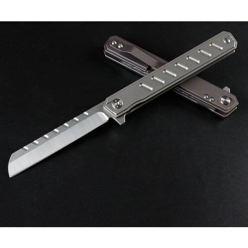 4 Handle Styles New Design Flipper Folding Knife D2 Satin Tanto Blade TC4 Titanium Alloy Handle